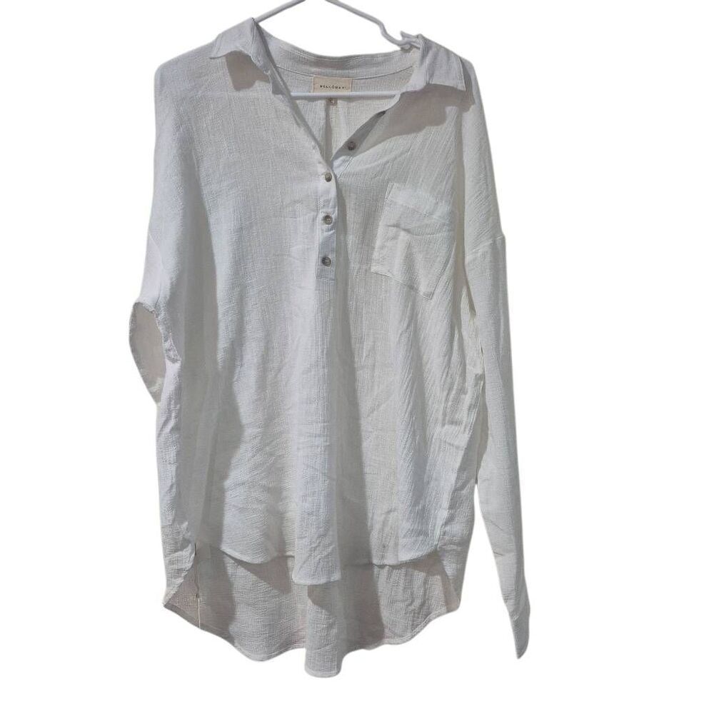 Melloday Women's White Cotton Top Blouse NEW